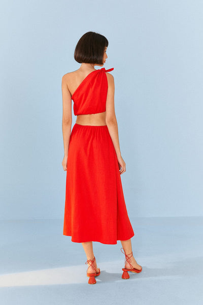 FARM Rio Red Knot Midi Dress