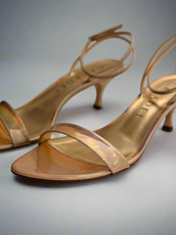 Santoni WOMEN'S ORANGE LEATHER DOUBLE-BUCKLE SLIDE SANDAL