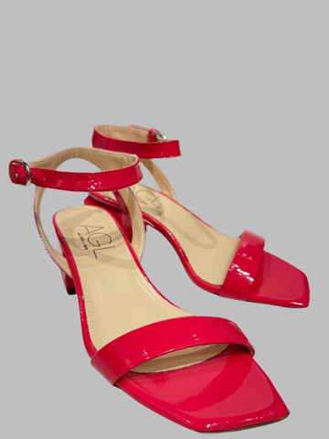 Santoni WOMEN'S ORANGE LEATHER DOUBLE-BUCKLE SLIDE SANDAL