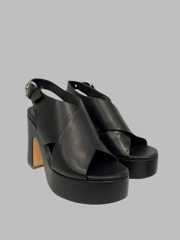 Veronica Beard DALI RAFFIA PLATFORM SANDAL- Black