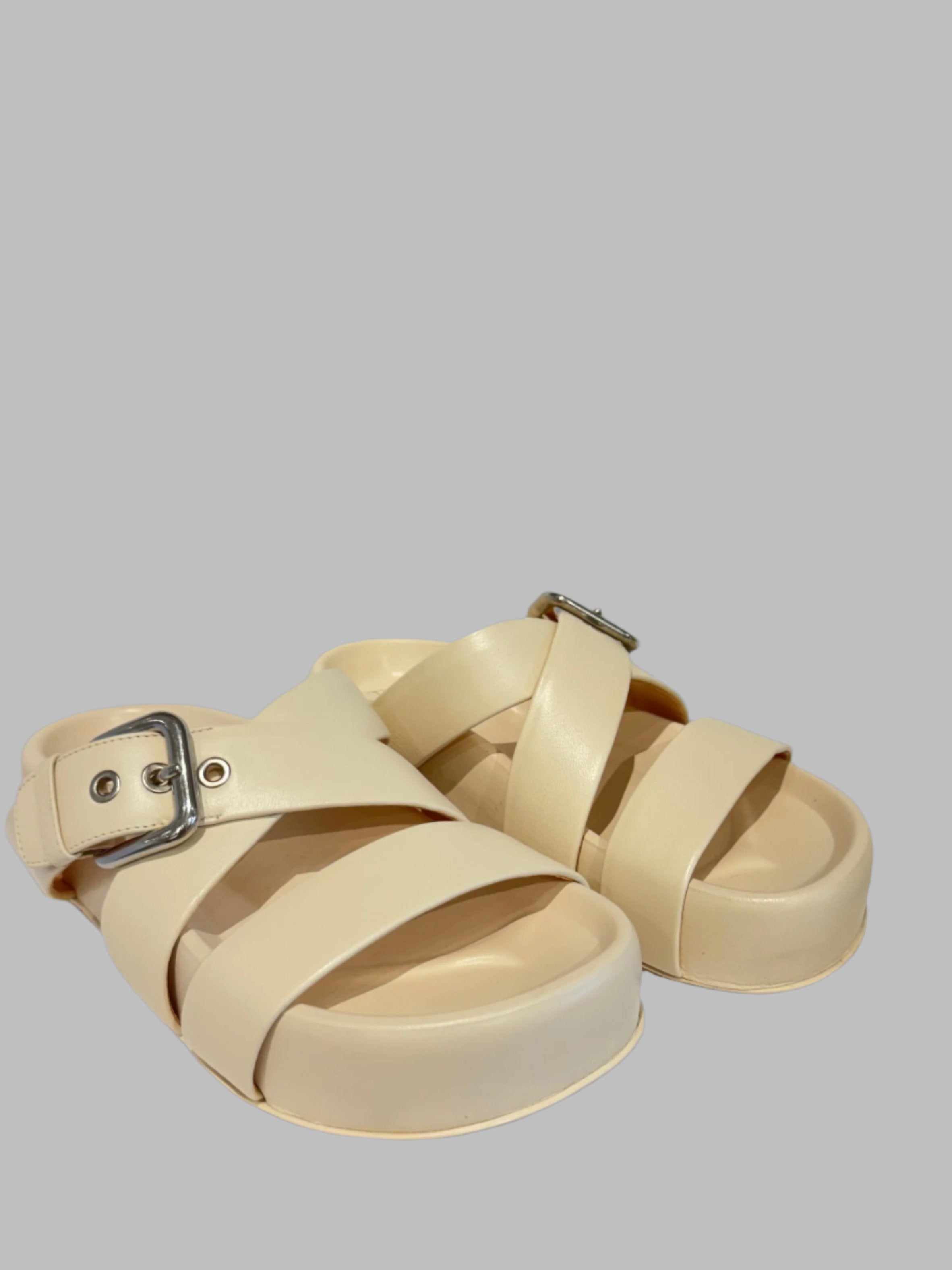 AGL Jane Slide Sandal with buckle- Gesso AGL Jane Slide Sandal with buckle- Gesso