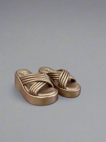 Santoni WOMEN'S ORANGE LEATHER DOUBLE-BUCKLE SLIDE SANDAL