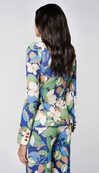 SMYTHE POUF SLEEVE ONE BUTTON BLAZER- Blue Cabana