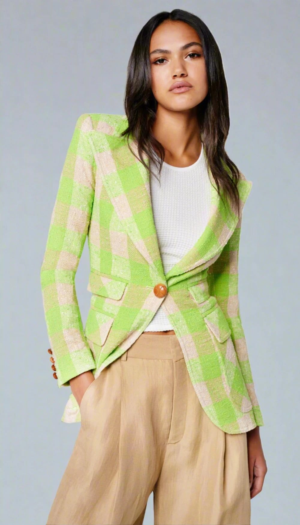 SMYTHE BIRKIN BLAZER- Lime Check SMYTHE BIRKIN BLAZER- Lime Check