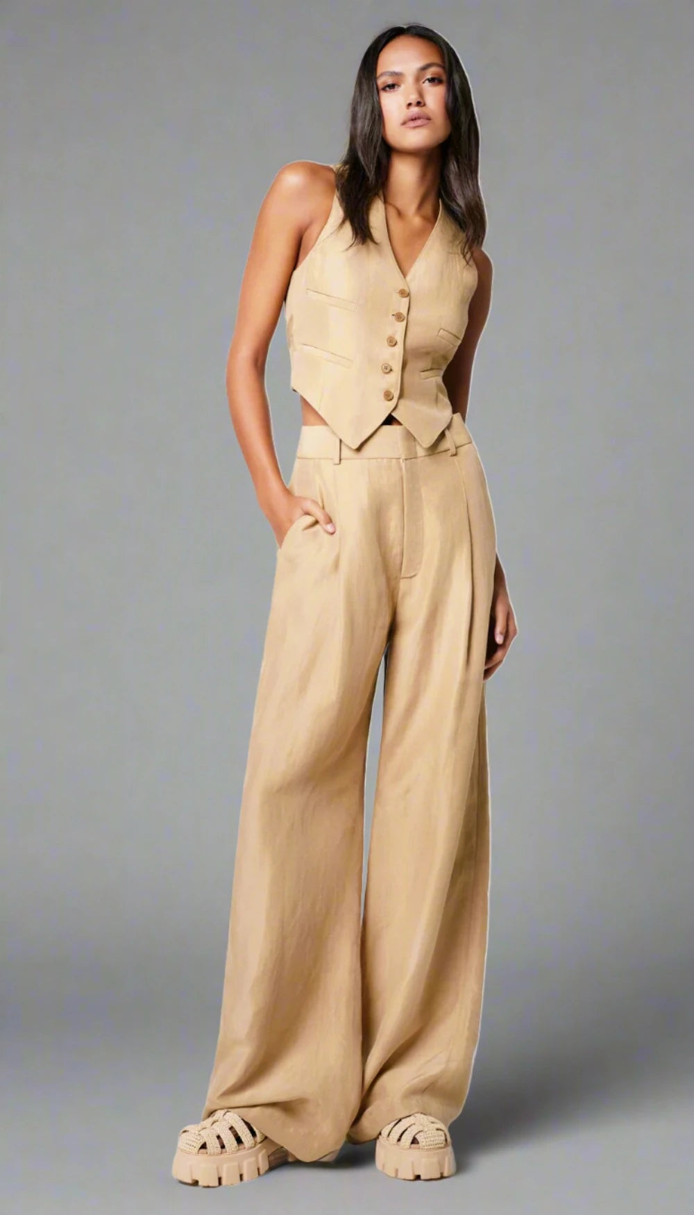 SMYTHE PLEATED TROUSER-Khaki SMYTHE PLEATED TROUSER-Khaki