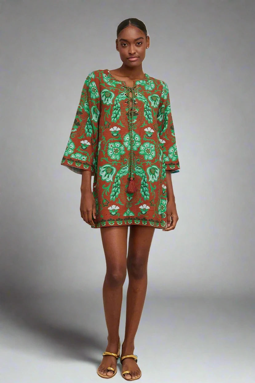 Cara Cara Jaipur Dress- Peacock Brunette Cara Cara Jaipur Dress- Peacock Brunette