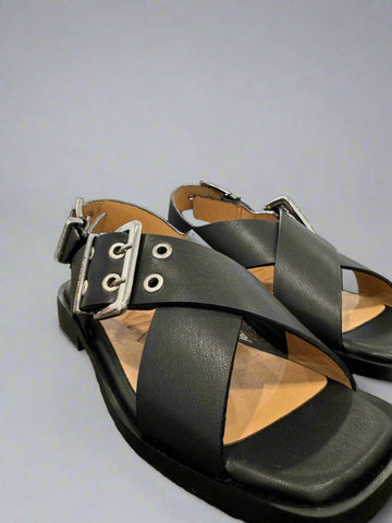 Veronica Beard DALI RAFFIA PLATFORM SANDAL- Black