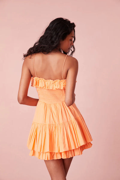 LoveShackFancy Linny Mini Dress-TANGERINE
