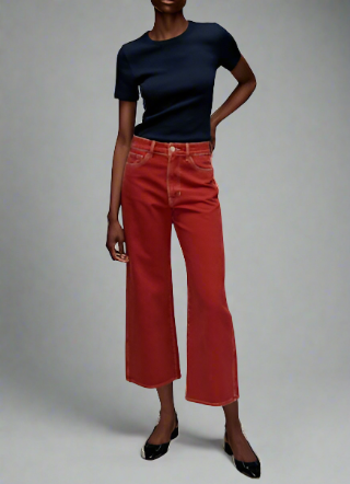 Veronica Beard TAYLOR CROPPED HIGH RISE WIDE- Brick Red Veronica Beard TAYLOR CROPPED HIGH RISE WIDE- Brick Red