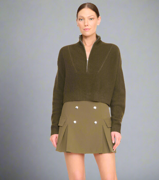 STAUD CROPPED HAMPTON SWEATER-Olive STAUD CROPPED HAMPTON SWEATER-Olive