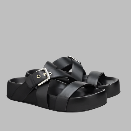 Veronica Beard DALI RAFFIA PLATFORM SANDAL- Black