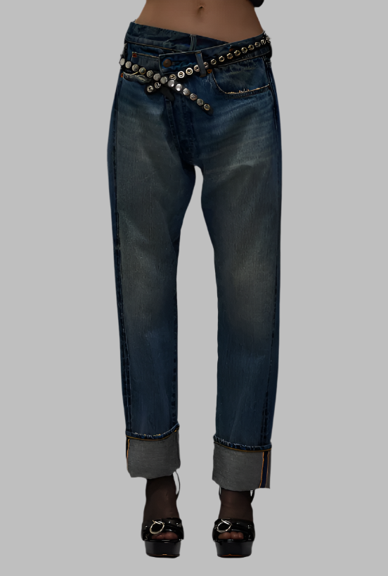 R13 Crossover Jean- ASPEN SELVEDGE BLUE R13 Crossover Jean- ASPEN SELVEDGE BLUE