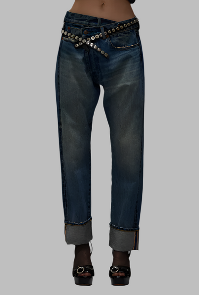 R13 Crossover Jean- ASPEN SELVEDGE BLUE