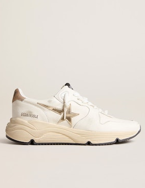 Golden Goose Running Sole- WHITE/GOLD/BEIGE