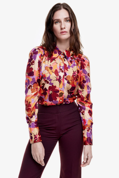 Smythe Box Pleat Shirt - Garnet Floral Smythe Box Pleat Shirt - Garnet Floral