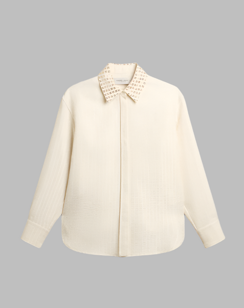 Golden Goose Women's shirt with crystal-embellished collar- Papyrus