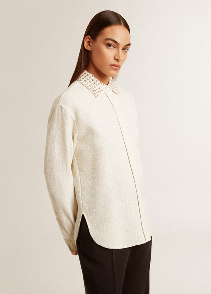 Golden Goose Women's shirt with crystal-embellished collar- Papyrus
