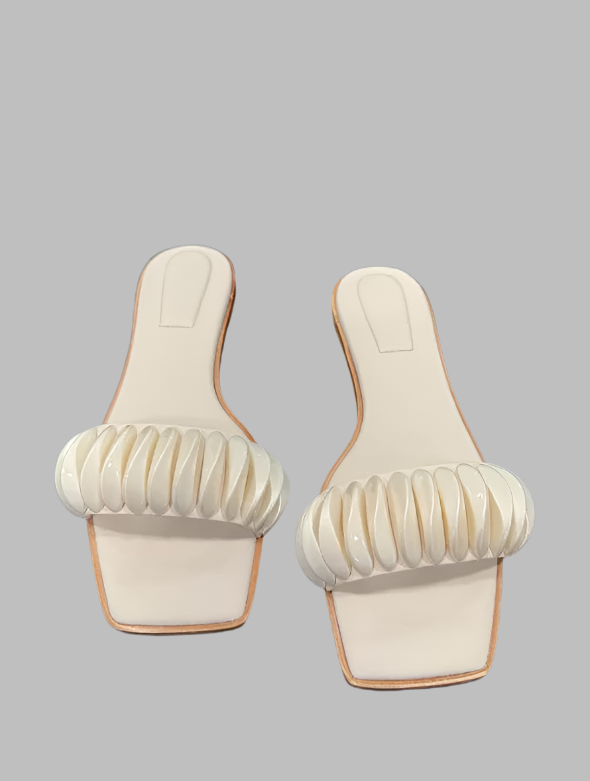 Simkhai Pearlized Ripple Flat Sandal- Pearl Simkhai Pearlized Ripple Flat Sandal- Pearl