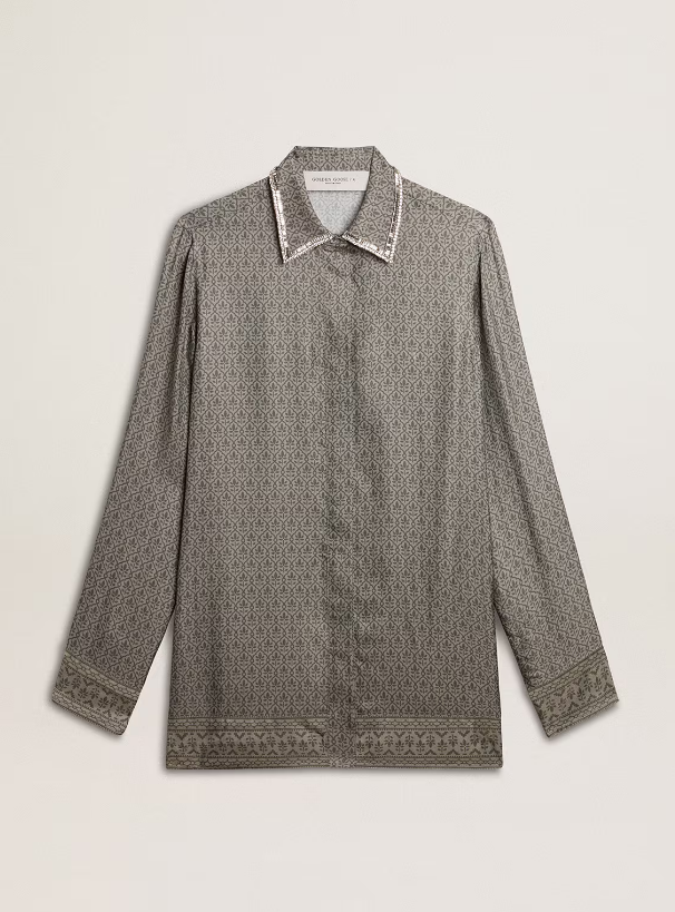 Golden Goose Women's green viscose-blend silk shirt with floral pattern Golden Goose Women's green viscose-blend silk shirt with floral pattern