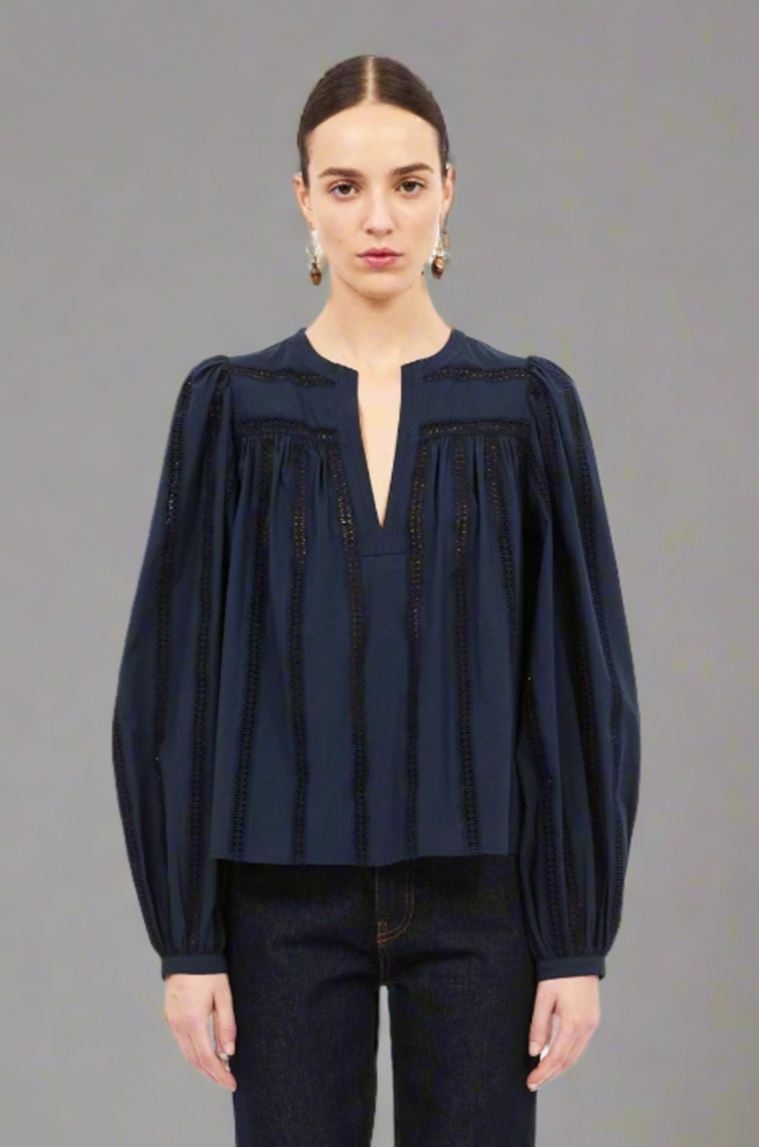 Ulla Johnson Rowan Blouse- Midnight Ulla Johnson Rowan Blouse- Midnight