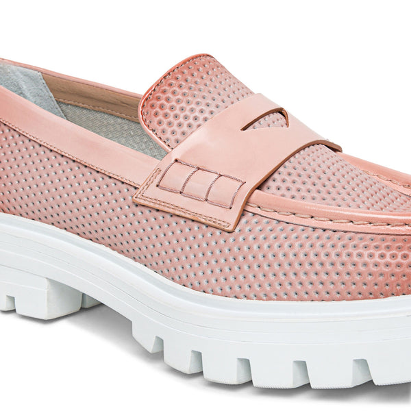 Santoni WOMEN’S PINK LEATHER PENNY LOAFER