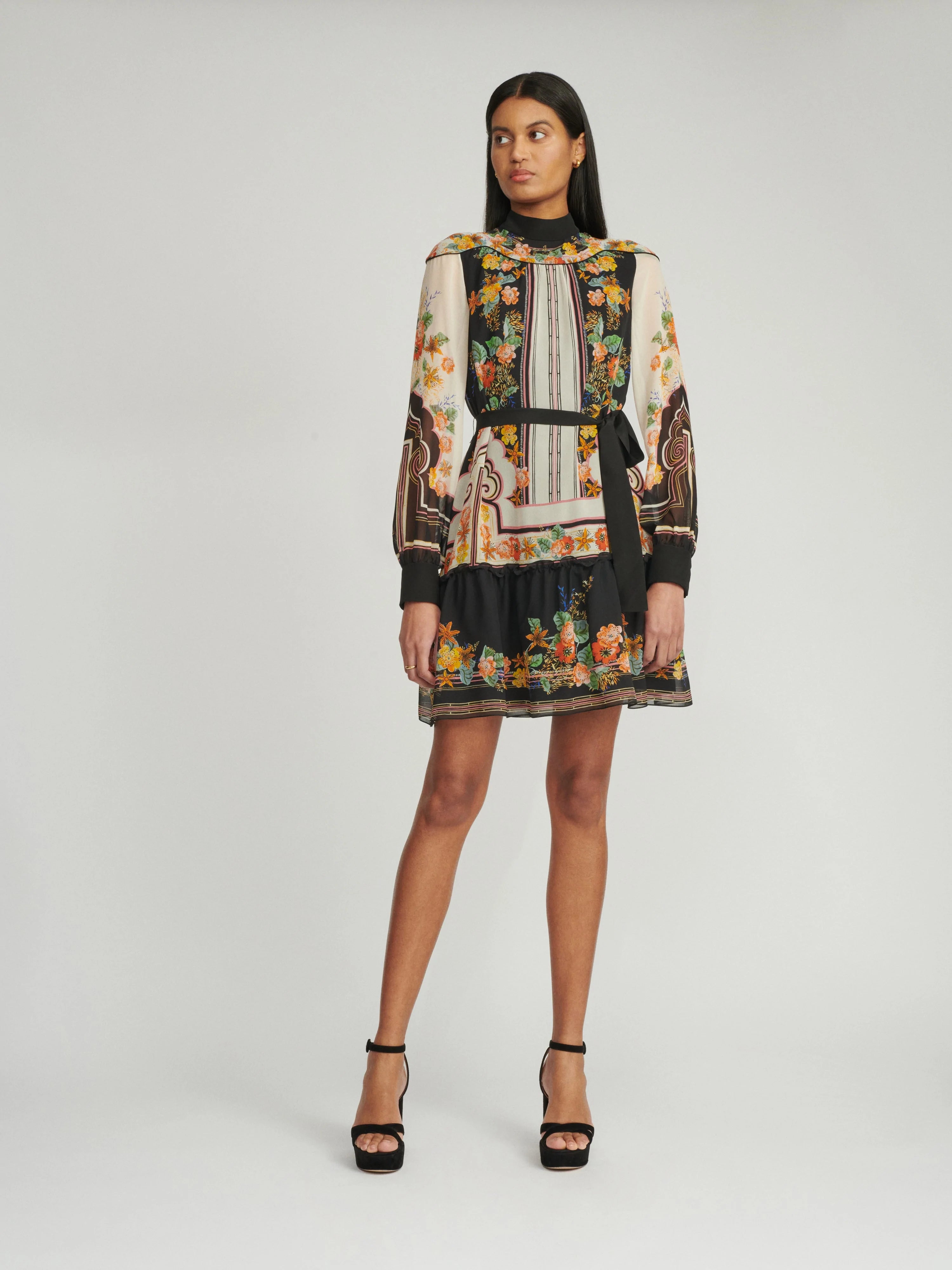 Saloni Joy B Short Dress in Pavilion Garden print Saloni Joy B Short Dress in Pavilion Garden print