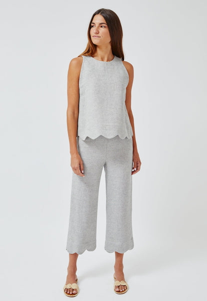 Lisa Marie Fernandez vintage blue summer tweed linen scallop pant