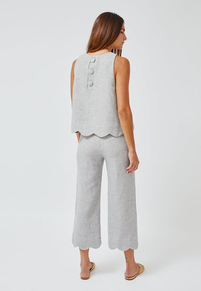 Lisa Marie Fernandez vintage blue summer tweed linen scallop pant