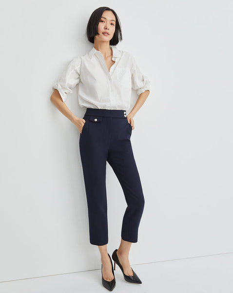 Veronica Beard RENZO PANT-Navy With Silver Buttons
