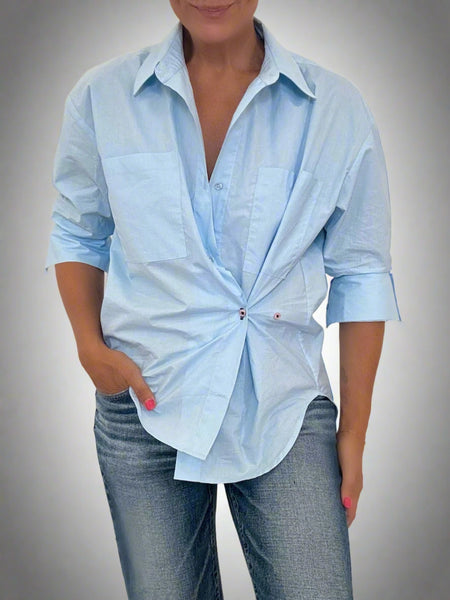 Cissa The Boyfriend Shirt- Sky Blue