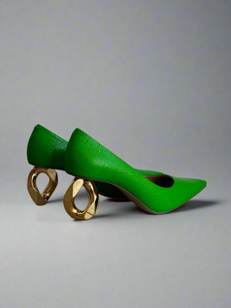 JW Anderson Leather Pumps- Bright Green