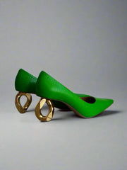 JW Anderson Leather Pumps- Bright Green