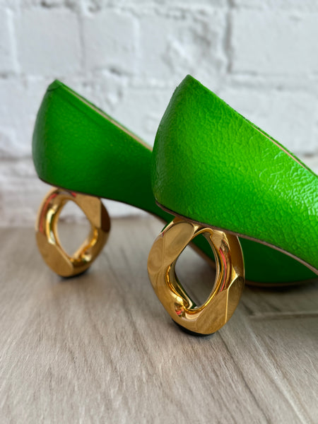 JW Anderson Leather Pumps- Bright Green