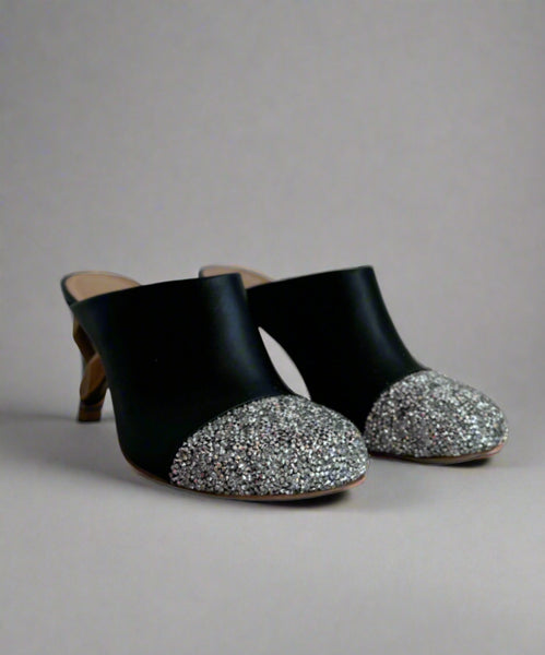 JW Anderson Chain Heel Mule- Black Glitter