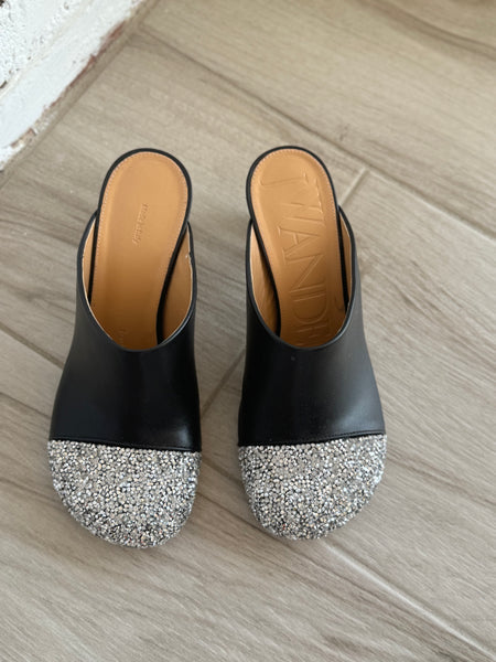 JW Anderson Chain Heel Mule- Black Glitter