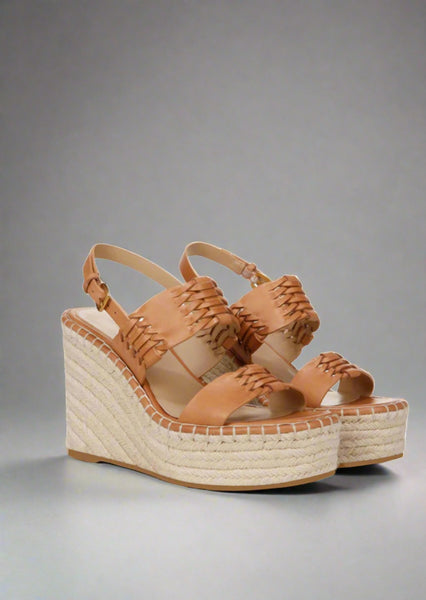 Veronica Beard RIYA RAFFIA WEDGE SANDAL- Natural