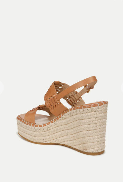 Veronica Beard RIYA RAFFIA WEDGE SANDAL- Natural