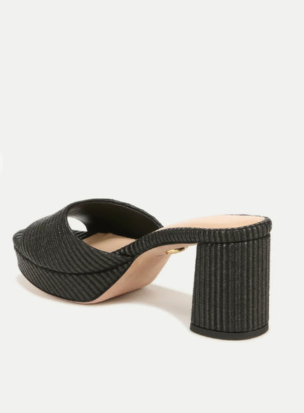 Veronica Beard DALI RAFFIA PLATFORM SANDAL- Black