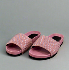 JW Anderson Embellished Leather Slides- Pink