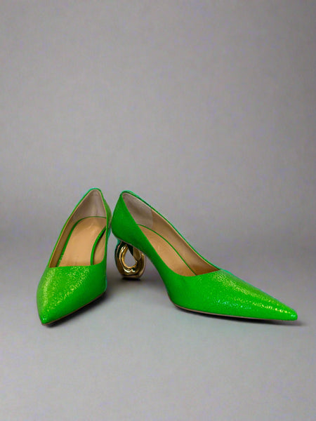 JW Anderson Leather Pumps- Bright Green