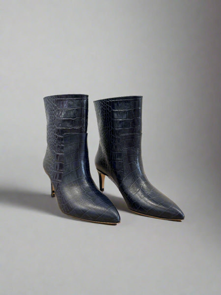 Paris Texas Midnight & Croc Boot- Blue Notte