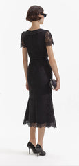 Self-Portrait BLACK GUIPURE LACE BUTTON MIDI DRESS