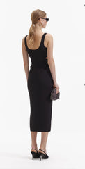 Self-Portrait BLACK CREPE BOW MIDI DRESS