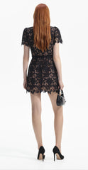 Self-Portrait BLACK LACE OPEN NECK MINI DRESS