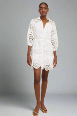 Cara Cara Robin Dress- Embroidered Eyelet White