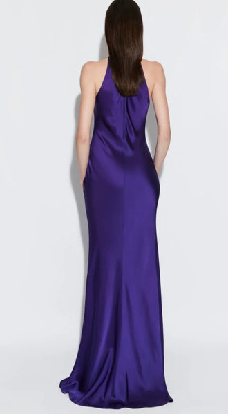 LaPointe Satin Halter Gown- Violet