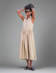 Frank & Eileen Daphne Sleeveless Popover Dress- Biscuit