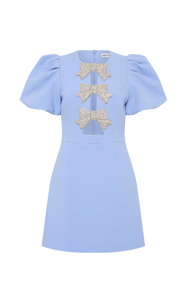 Rebecca Vallance JULIANA PUFF SLEEVE MINI DRESS-Blue