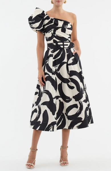 Rebecca Vallance POMPIDOU ONE SHOULDER MIDI DRESS