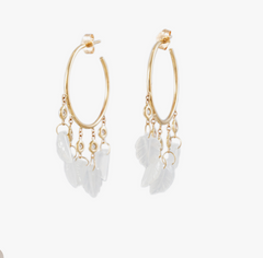 Jacquie Aiche 5 DIAMOND MOONSTONE LEAF SHAKER HOOPS